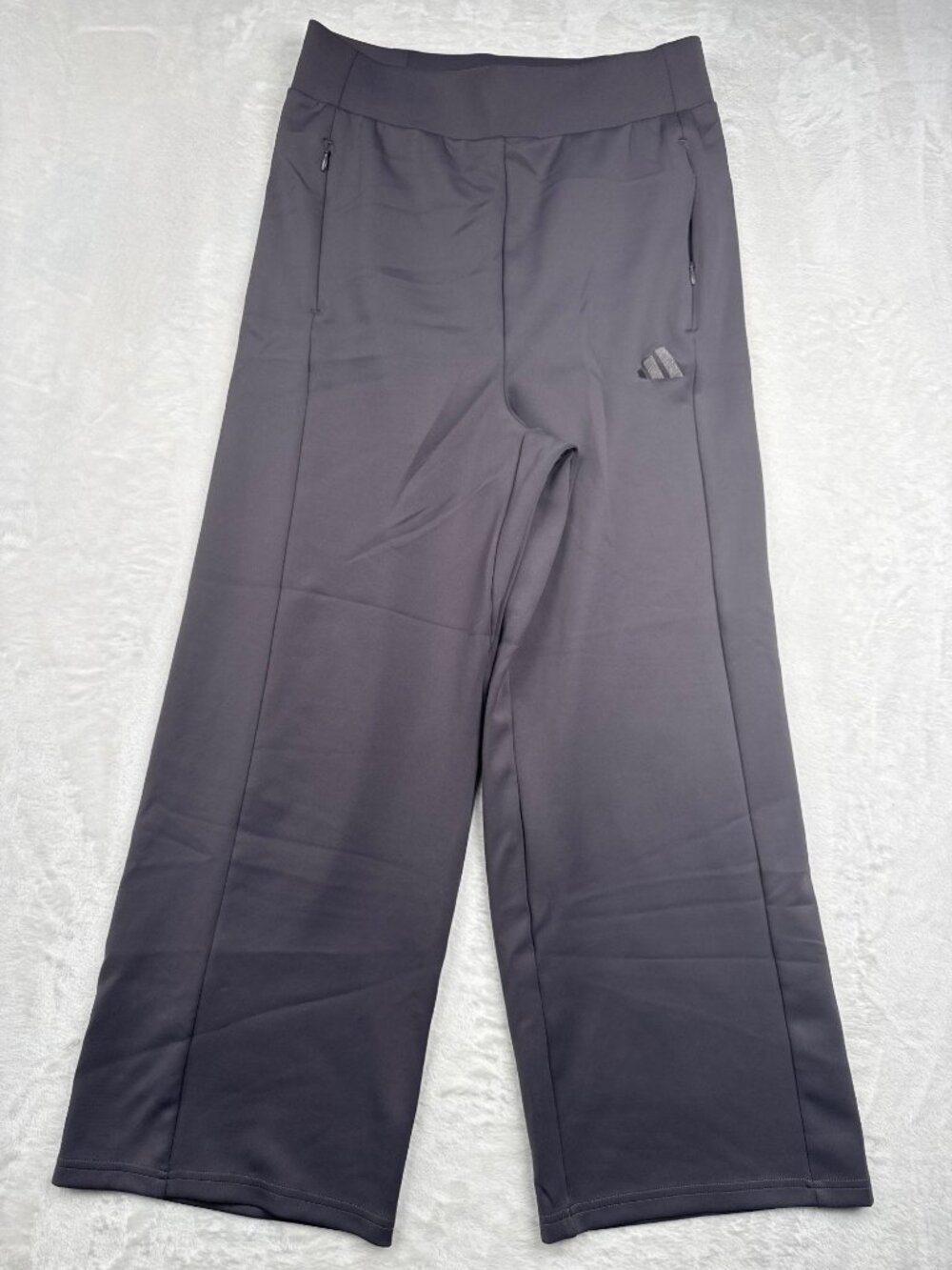 Adidas Womens Medium Gray Wide-Leg Active Pants With Zipper Pockets